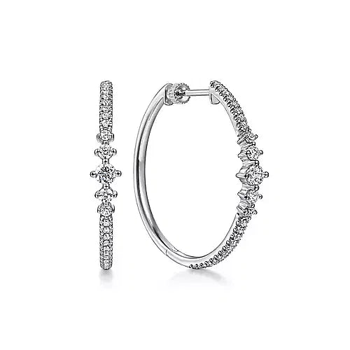 White Gold Diamond Classic Hoop Earrings