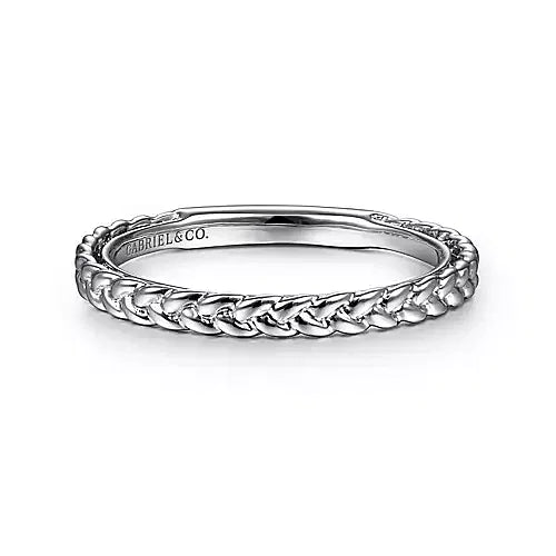 White Gold Braided Stackable Ring