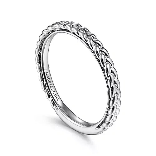 White Gold Braided Stackable Ring