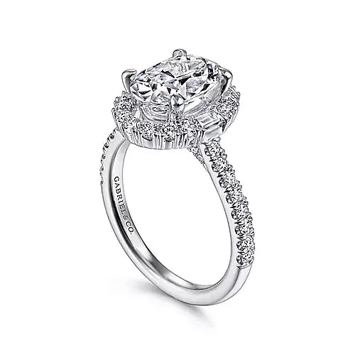 White Gold Oval Halo Diamond Engagement Ring