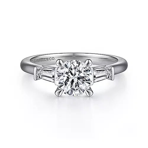 White Gold Round Three Stone Diamond Channel Set Engagement Ring