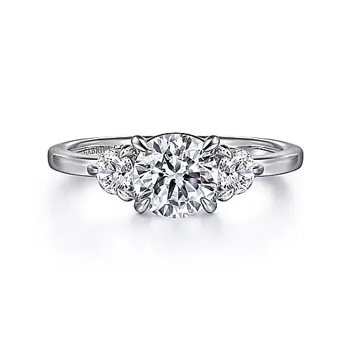 White Gold Round Three Stone Diamond Engagement Ring