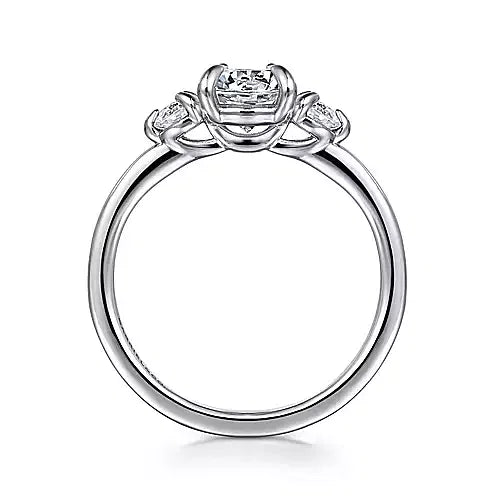 White Gold Round Three Stone Diamond Engagement Ring