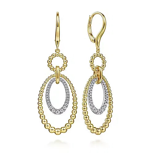 White and Yellow Gold Bujukan Diamond Drop Earrings