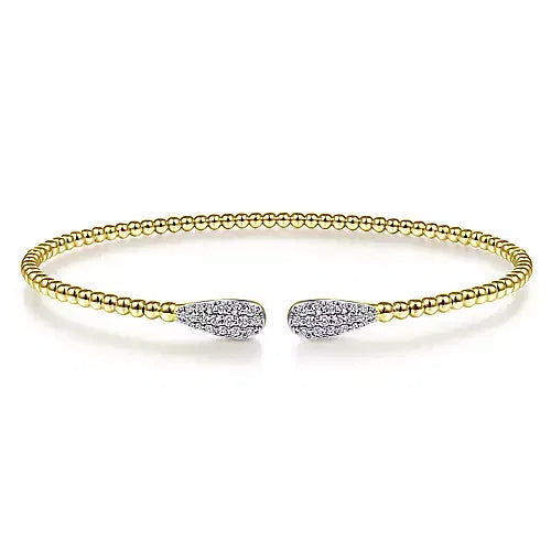 White and Yellow Gold Diamond Pear Shape Bujukan Bangle