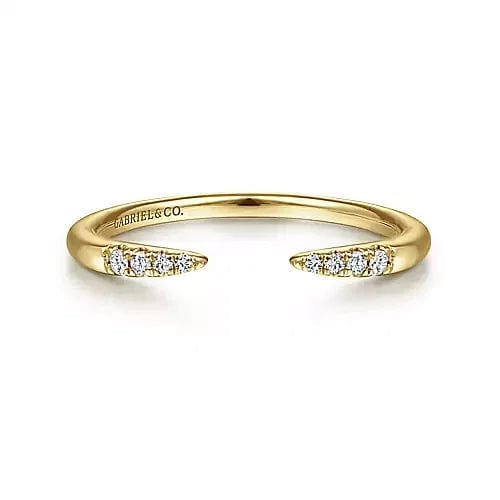Yellow Gold Open Diamond Tipped Stackable Ring