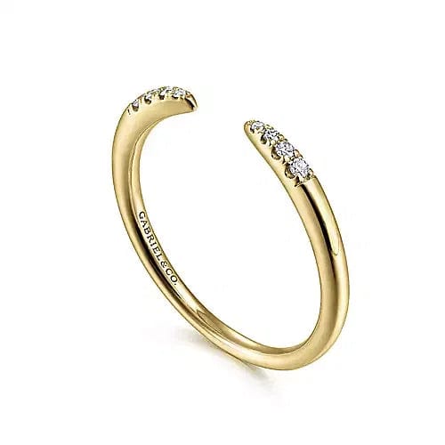 Yellow Gold Open Diamond Tipped Stackable Ring
