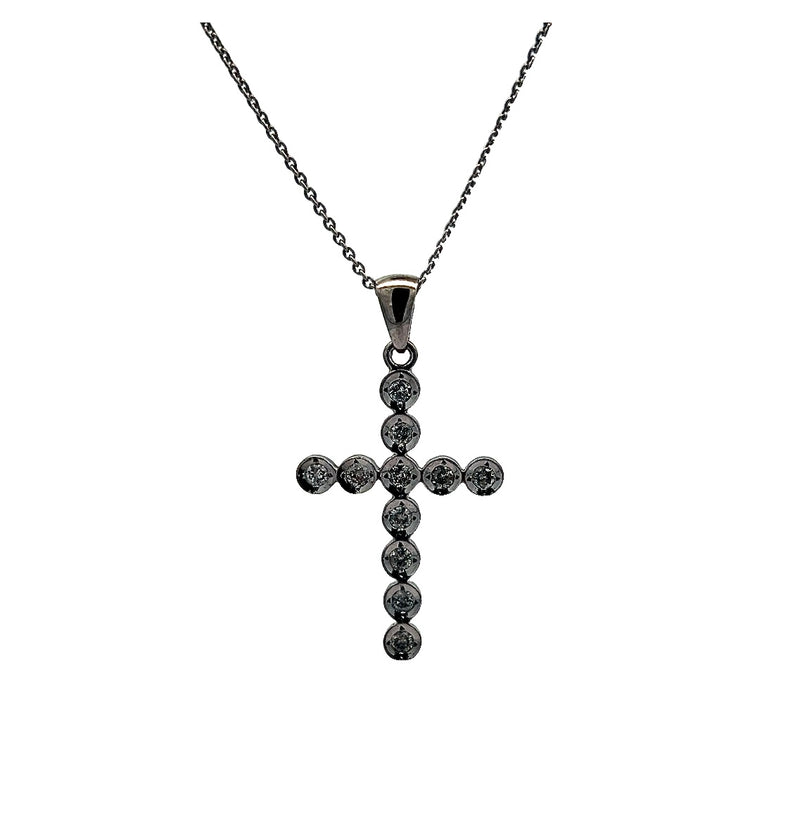 14K White Gold .15ct Diamond Cross Pendant