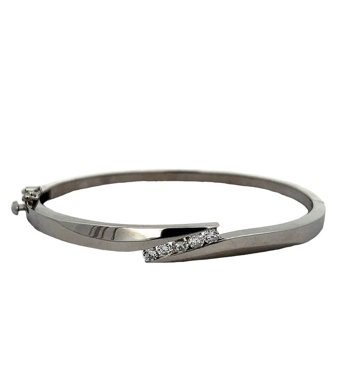 White Gold 0.40ct Diamond Bangle Bracelet 14K Natural Round Diamonds G-H Color SI1 Clarity