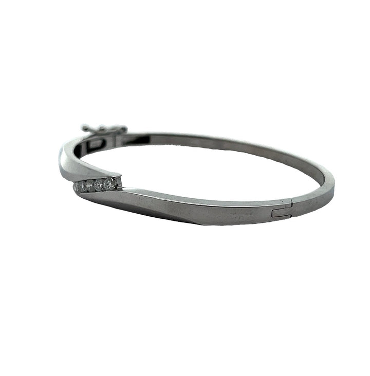 White Gold 0.40ct Diamond Bangle Bracelet 14K Natural Round Diamonds G-H Color SI1 Clarity