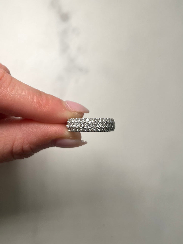 White Gold 3 Row Diamond Band