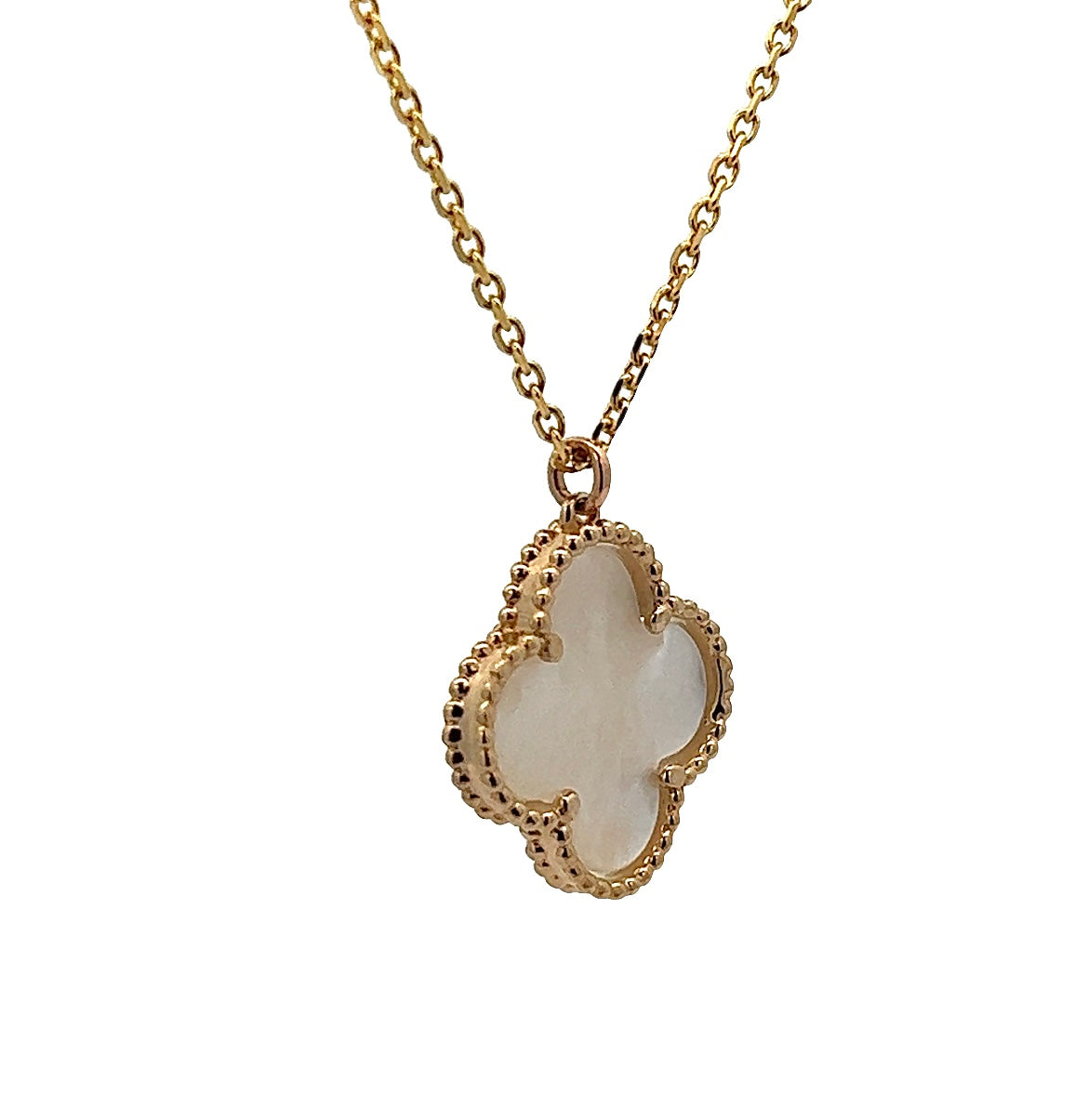 Yellow Gold Mother of Pearl Clover Pendant