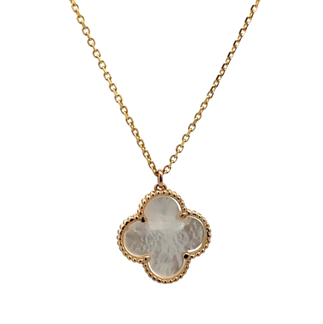 Yellow Gold Mother of Pearl Clover Pendant