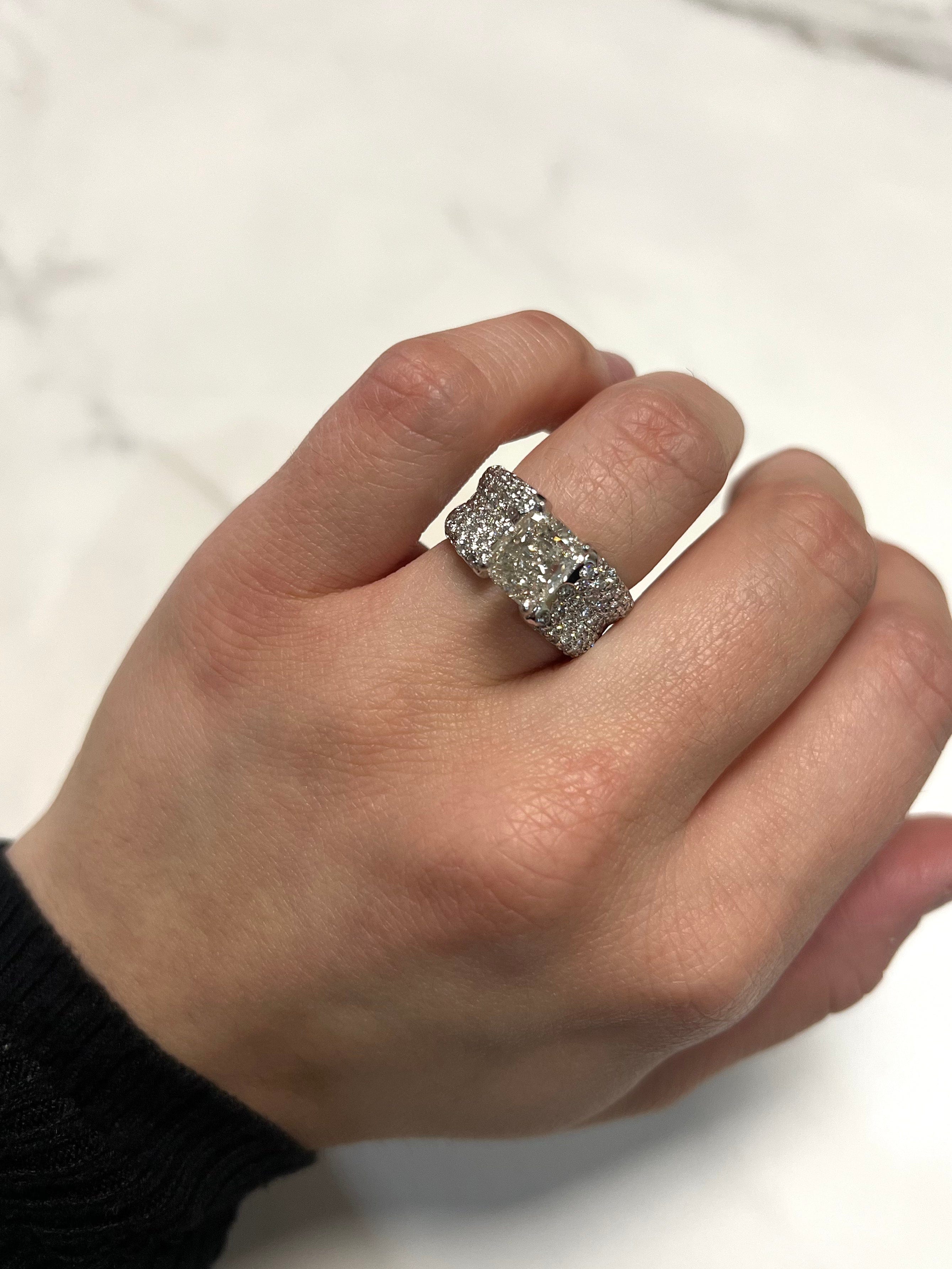White Gold 3.48ct Radiant Diamond Engagement Ring