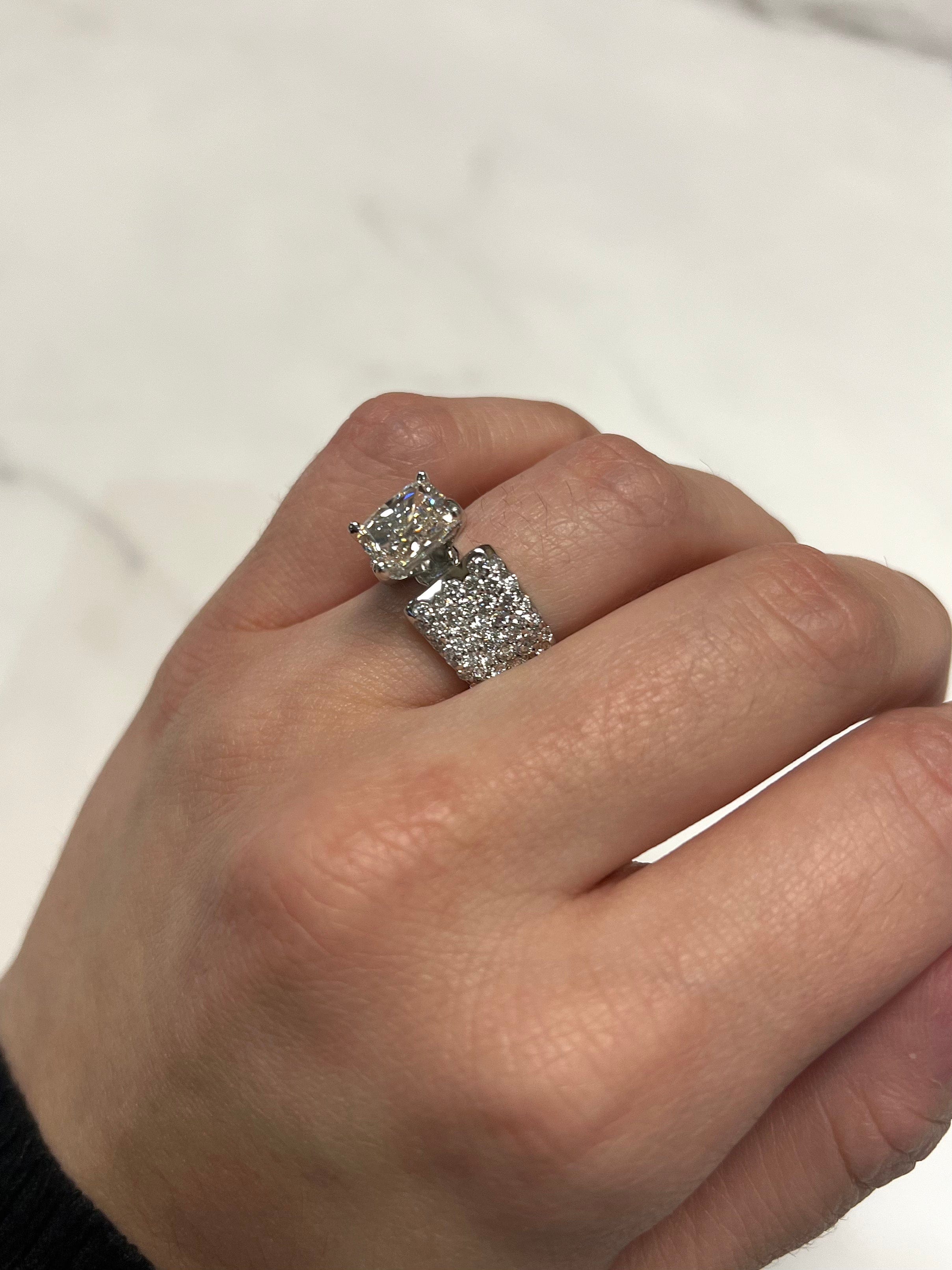 White Gold 3.48ct Radiant Diamond Engagement Ring