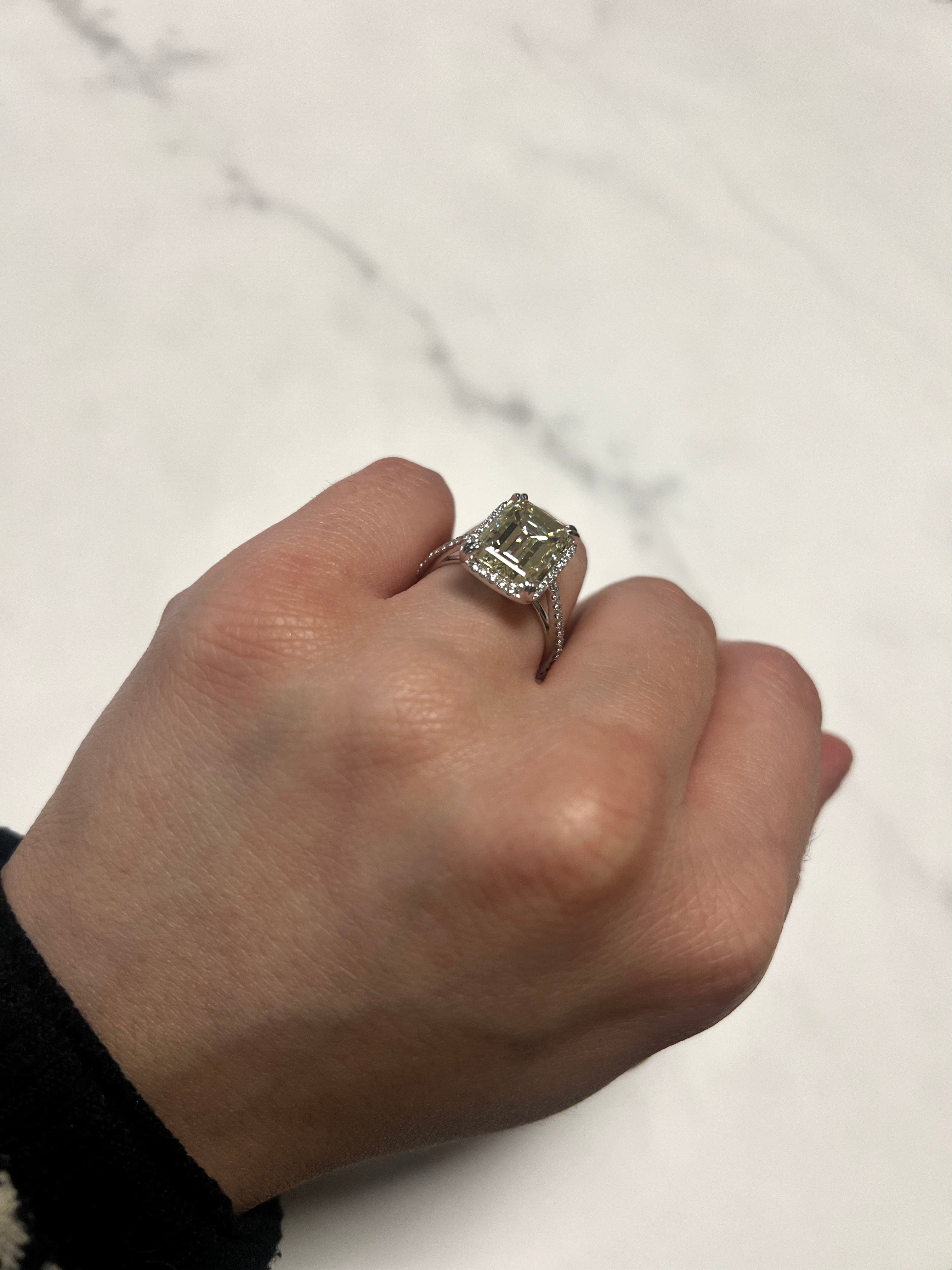 White Gold 6.46ct Emerald Diamond Engagement Ring