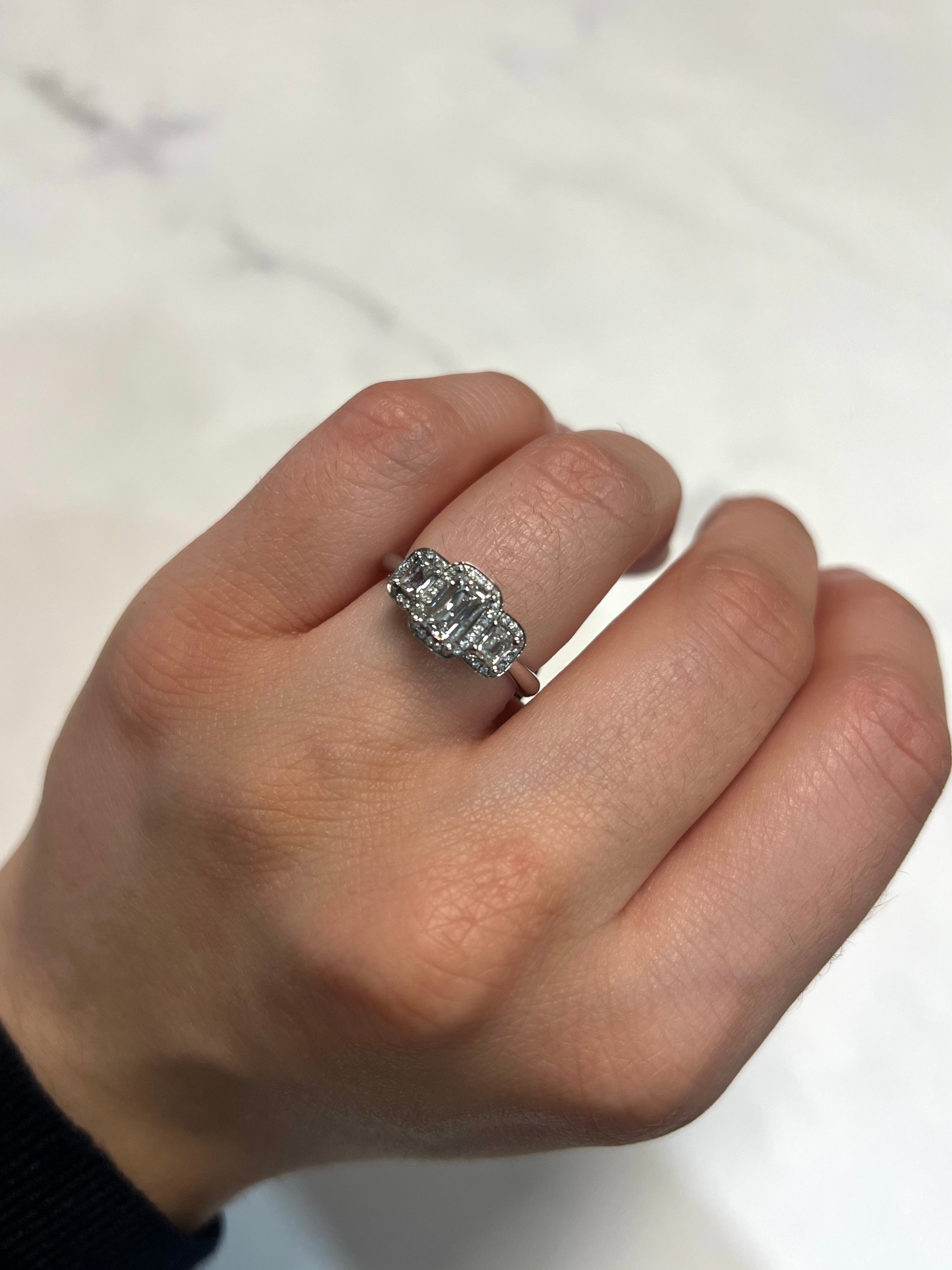 White Gold 1.03ct Tycoon 3 Stone Engagement Ring