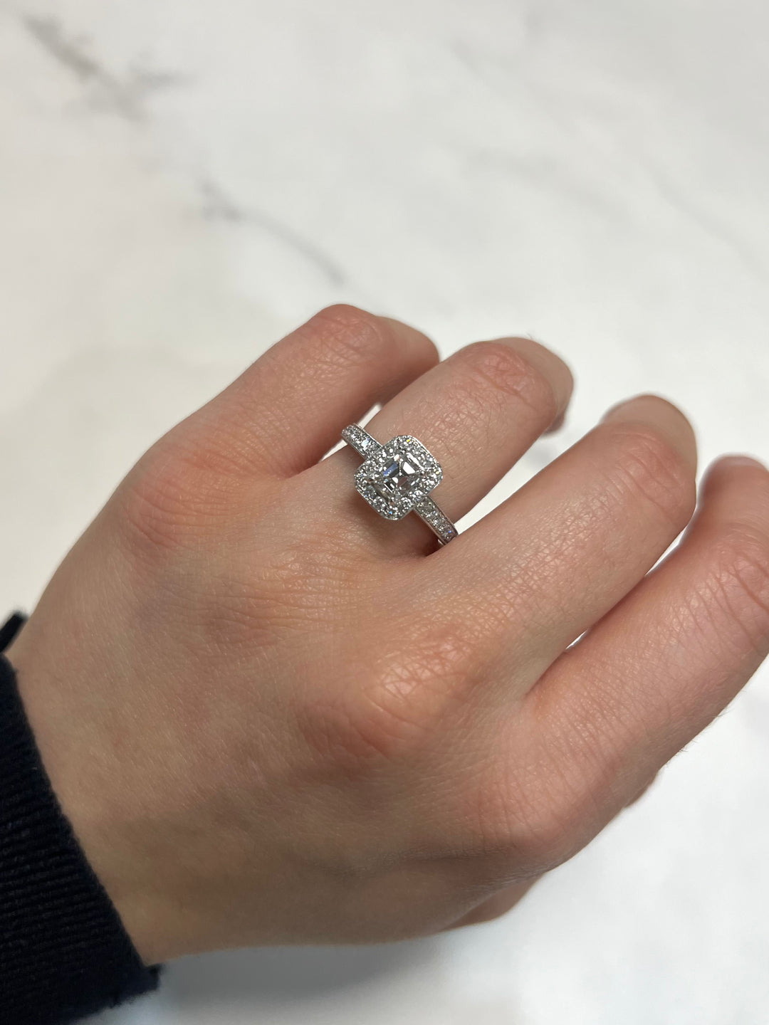 White Gold 1.15ct Emerald Engagement Ring