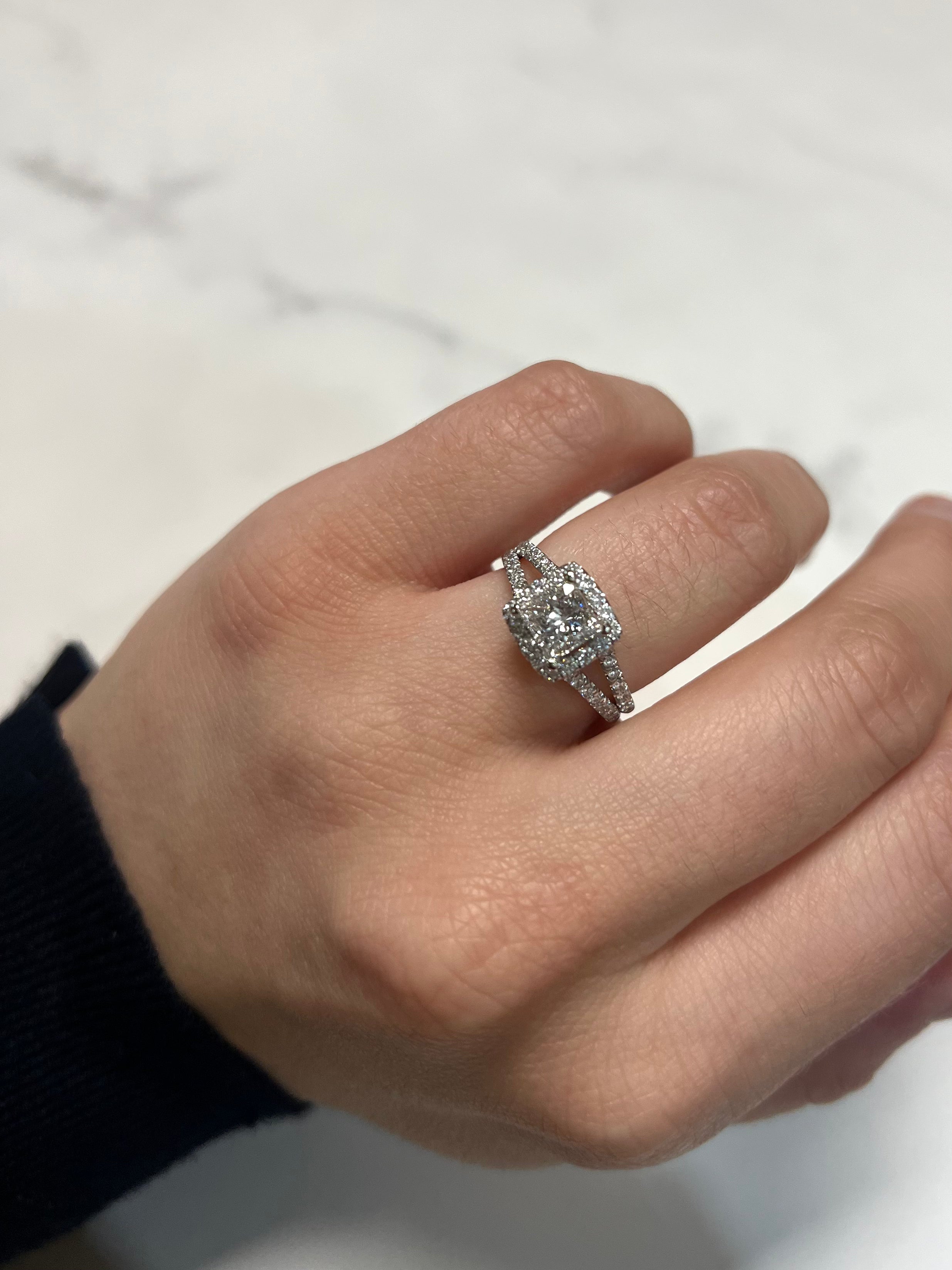 White Gold Princess Halo 1.47 Carat Ring