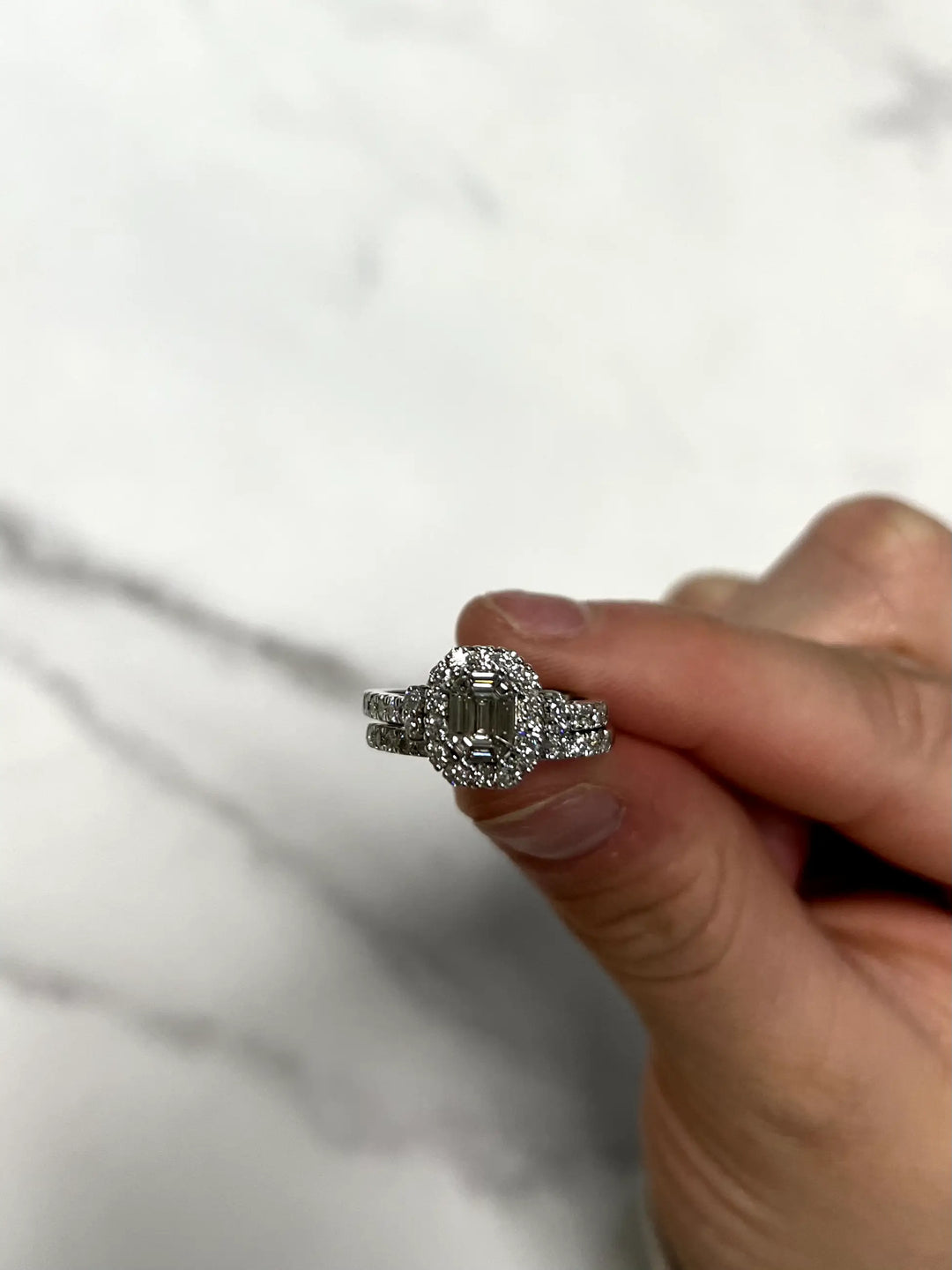 White Gold 1.31ct Engagement Set with Diamond Band