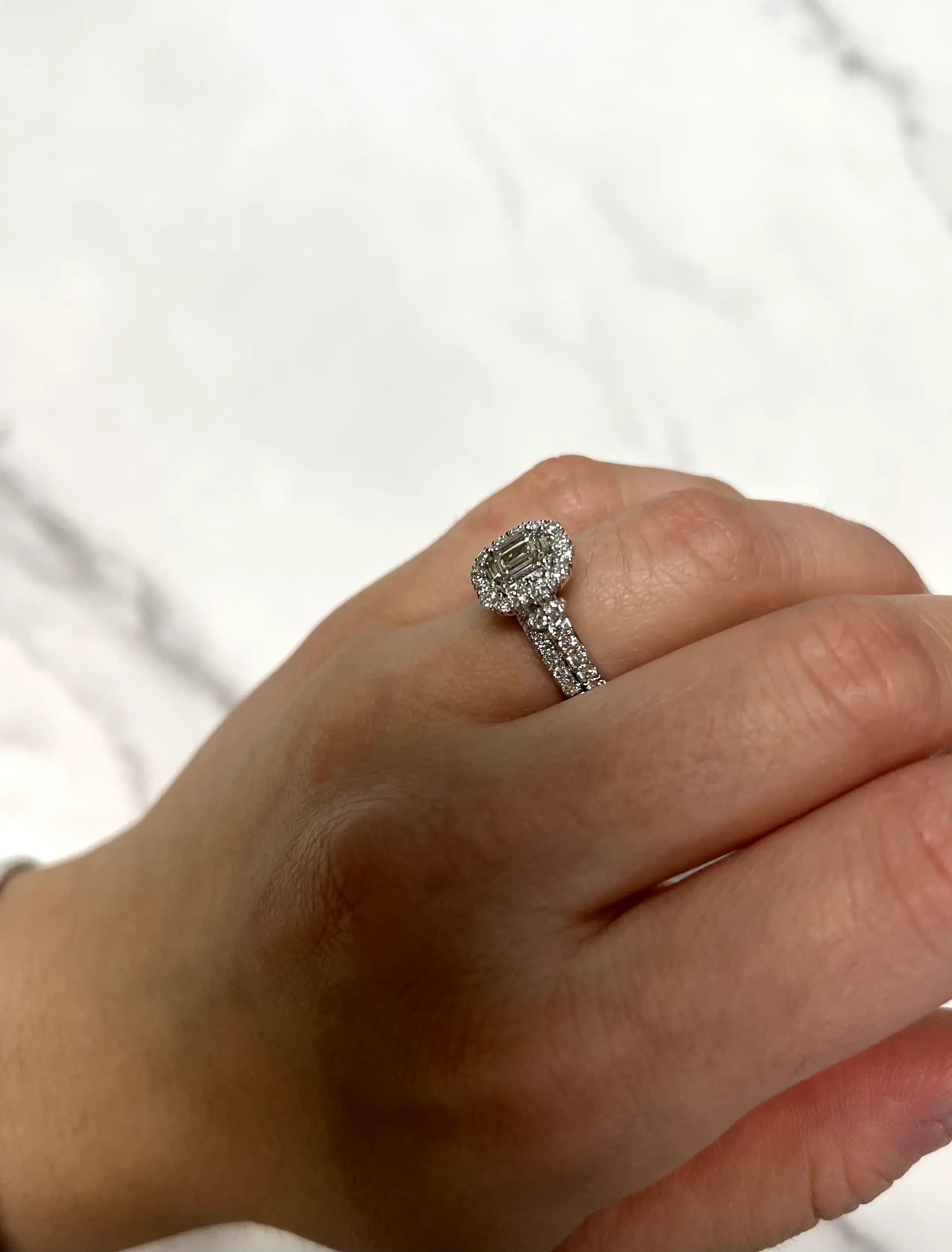 White Gold 1.31ct Engagement Set with Diamond Band