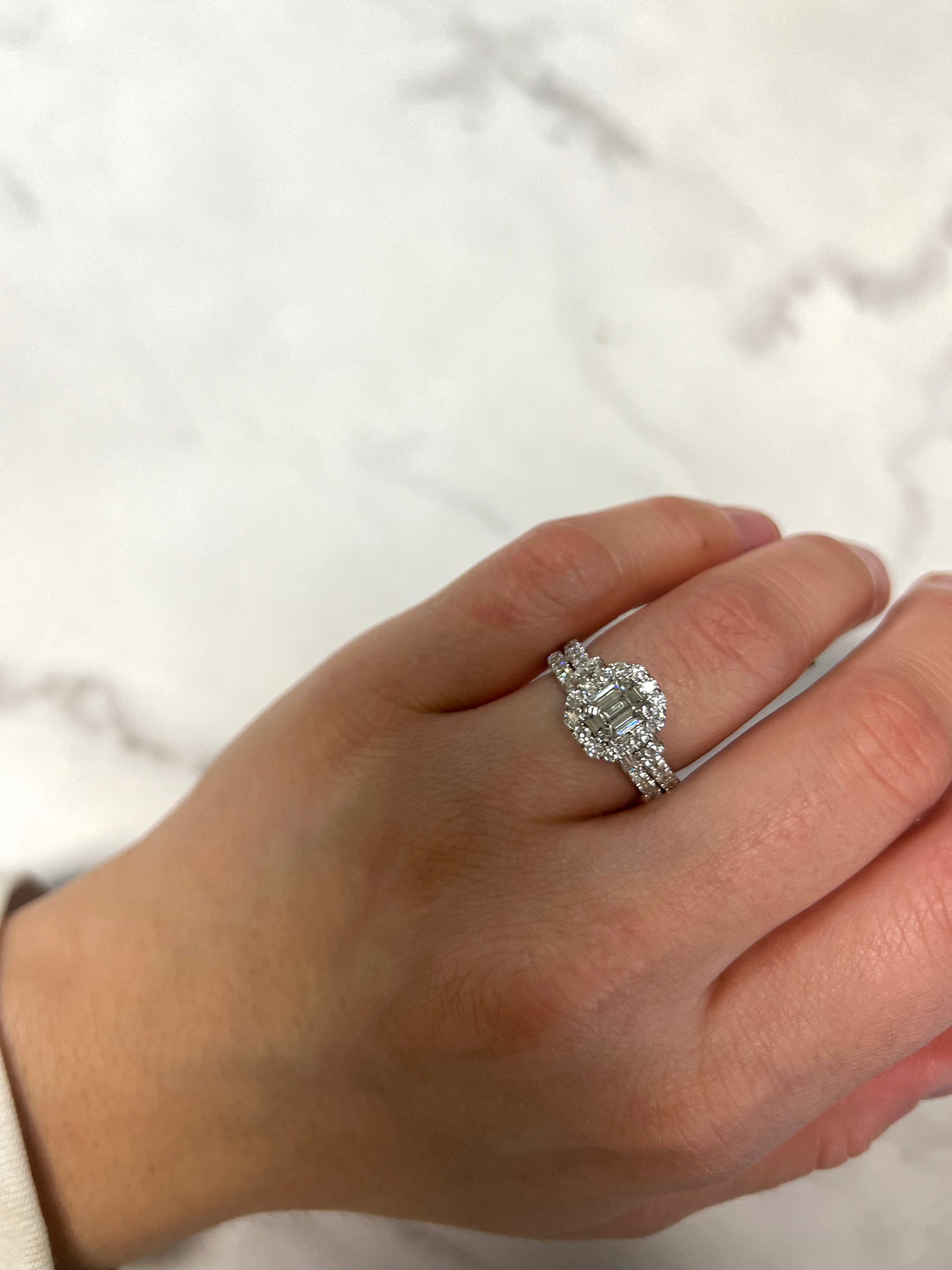 White Gold 1.31ct Engagement Set with Diamond Band
