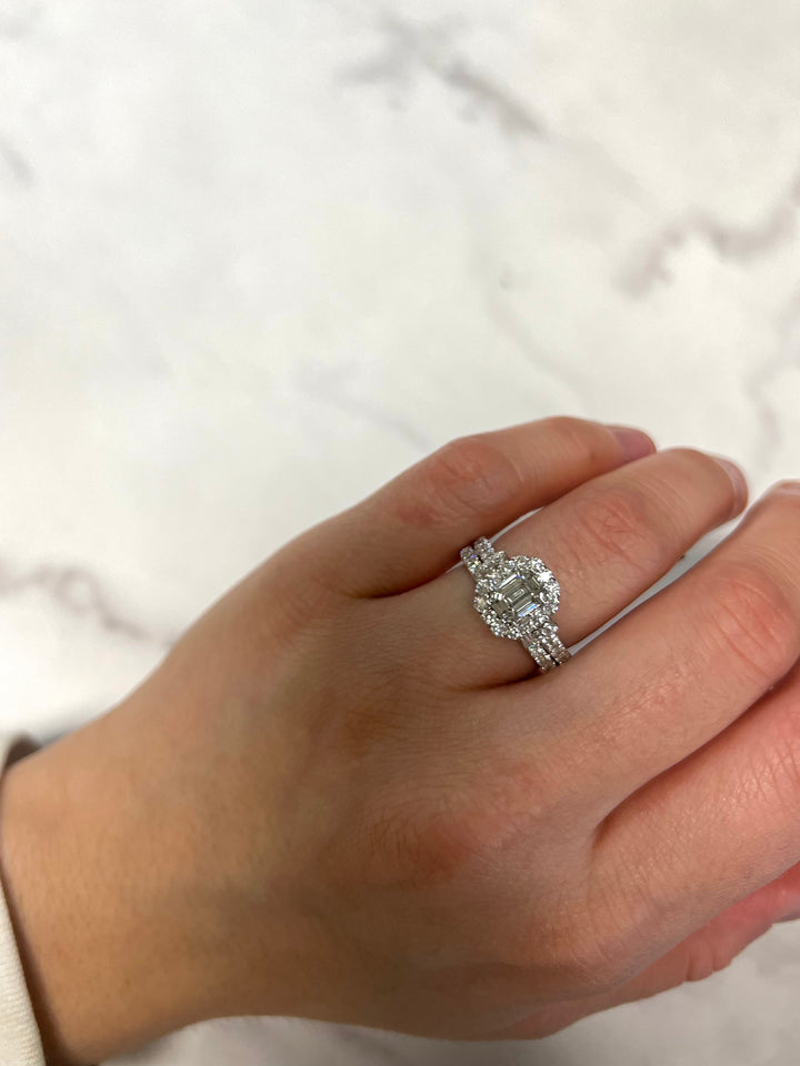White Gold 1.31ct Engagement Set with Diamond Band