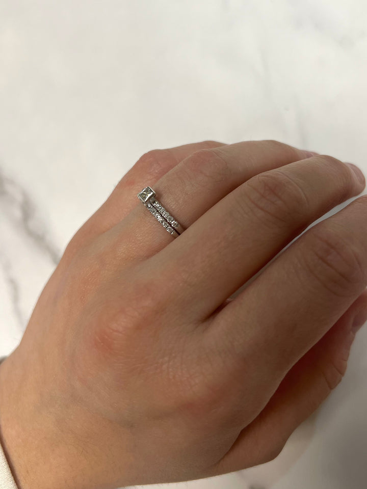 White Gold .44ct Princess Engagement Set with Diamond Band