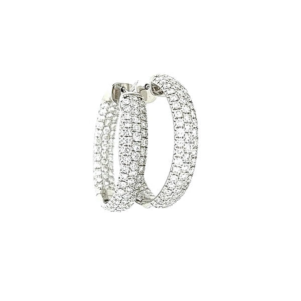18K White Gold 5.00ctw Round Diamond Hoop Earrings