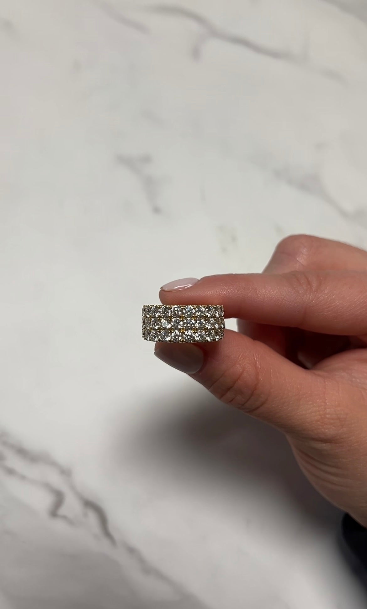 Yellow Gold 3 Row Diamond Ring