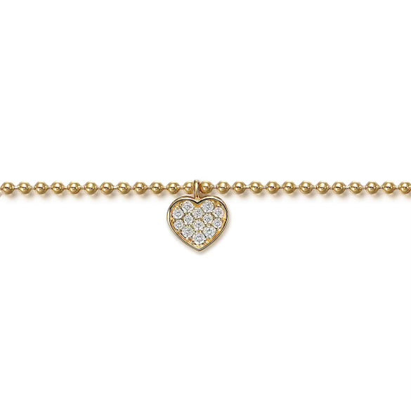 Yellow Gold Bujukan White Sapphire Heart Charm Bracelet