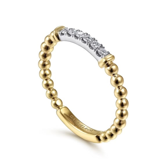 Two-Tone Gold Bujukan Stackable with Diamond Pave Center Bar