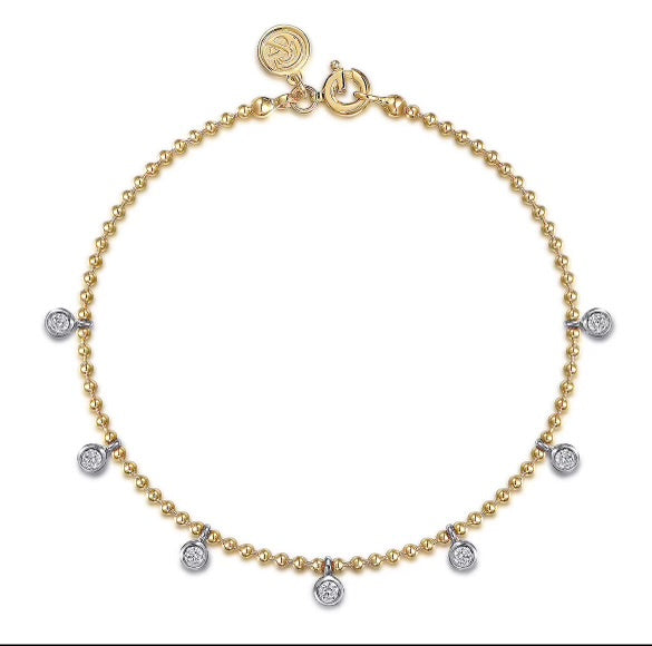 Two-Tone Gold Bujukan White Sapphire Droplet Bracelet