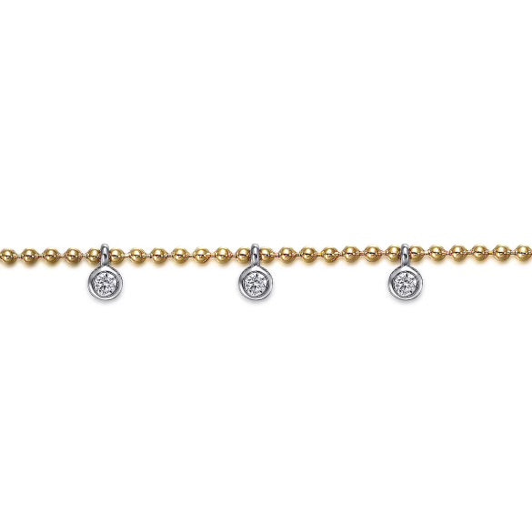 Two-Tone Gold Bujukan White Sapphire Droplet Bracelet