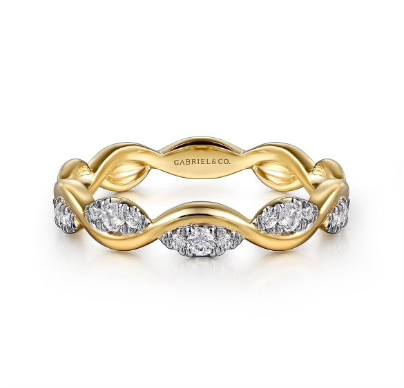 Yellow Gold Diamond Twisted Ring