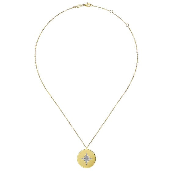 Yellow Gold Diamond Star Medallion Necklace