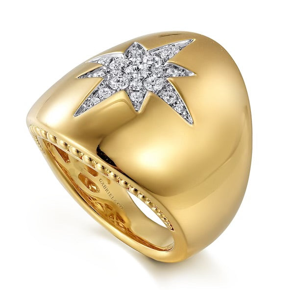 Yellow Gold Diamond Starburst Ring