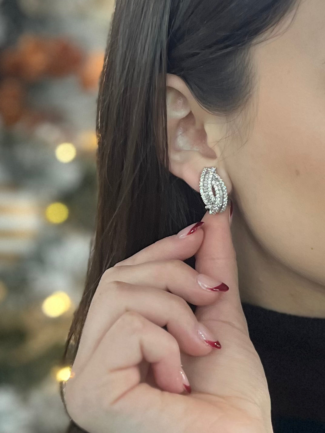 Baguette Diamond Huggie Earrings