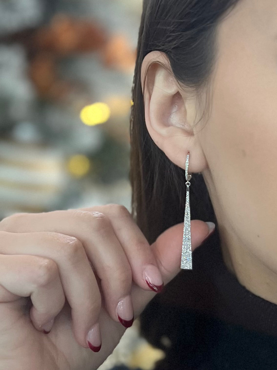 Diamond Pavee Drop Earrings