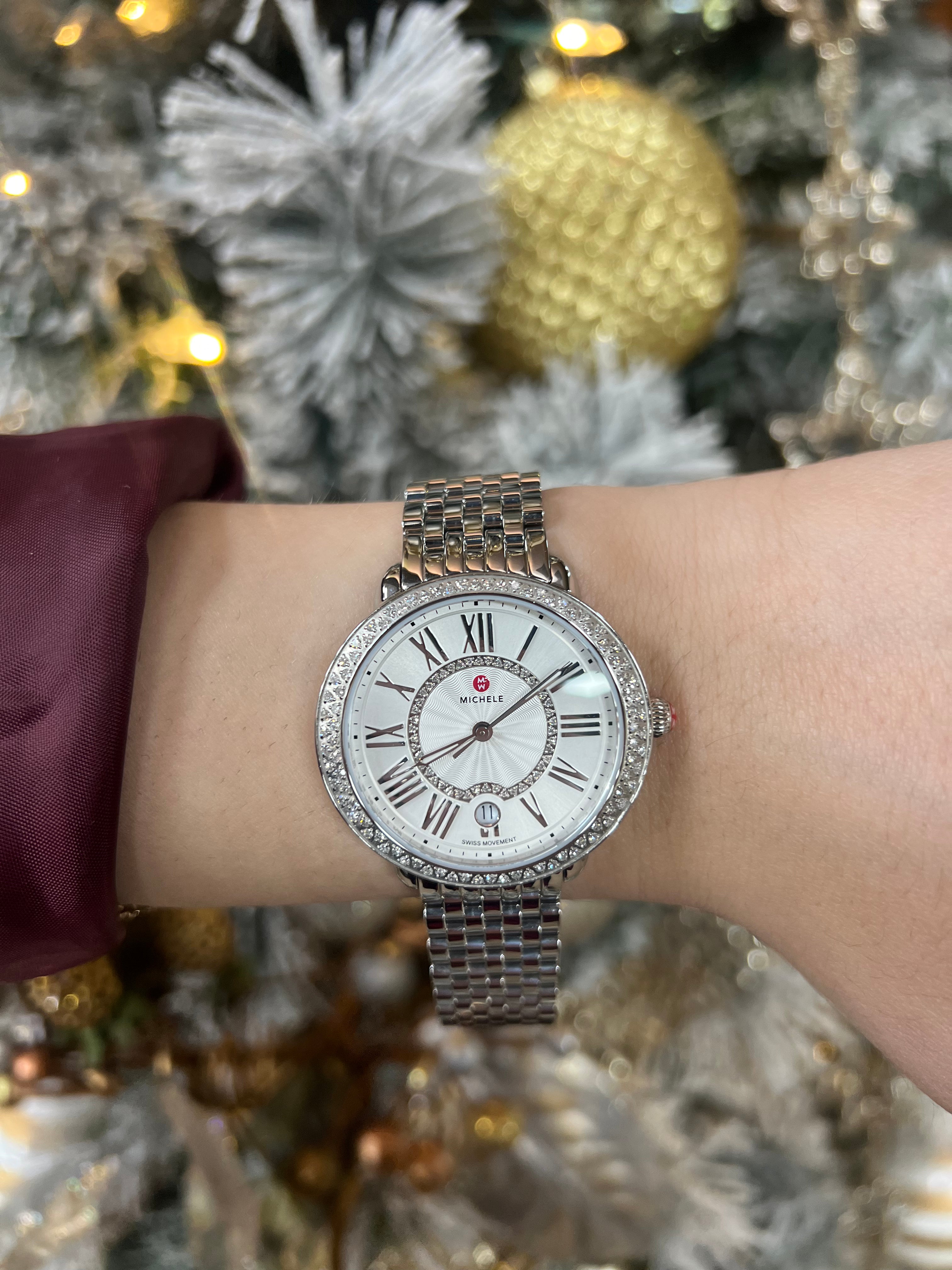 Michele Serein Mid Stainless Steel Diamond Watch