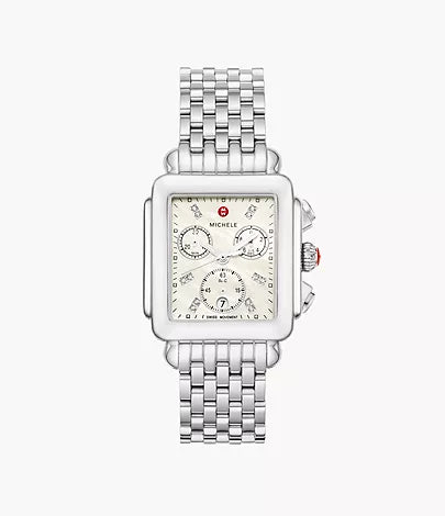 Michele Deco Diamond Watch 33MM - Stainless Steel