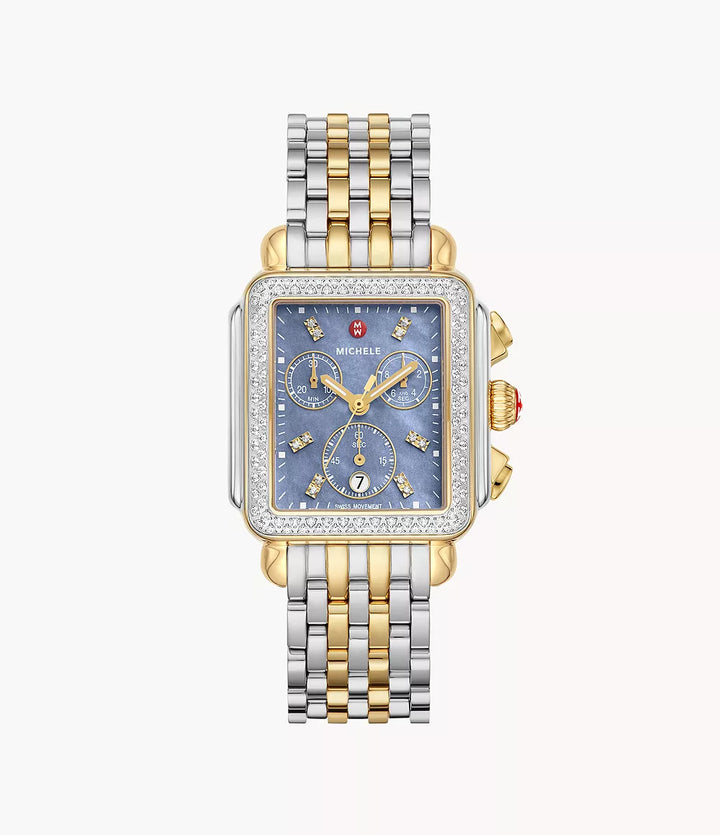 Michele Deco Diamond Watch 35MM - Two-Tone 18K Gold-Plated