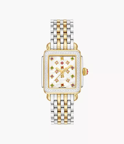 Deco Fleur Two-Tone 18K Gold-Plated Diamond Watch