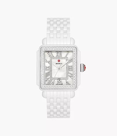 Deco Madison White Ceramic Diamond Watch