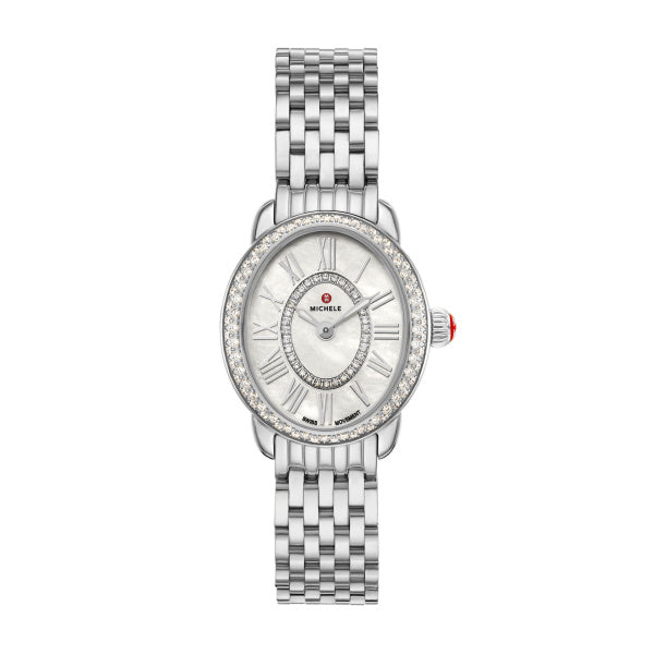 Serein Oval Stainless Steel Diamond Bezel Watch
