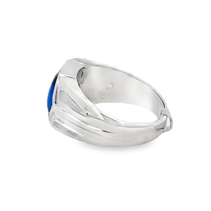 10K White Gold Dyed Tiger's Eye Bezel-Set