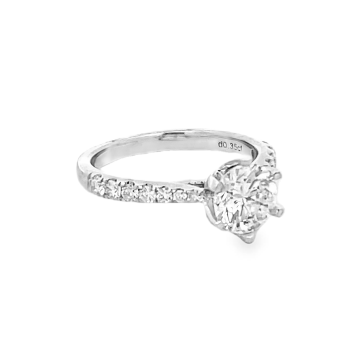 14K White Gold Round Cut Diamond Engagement Ring 1.22ctw