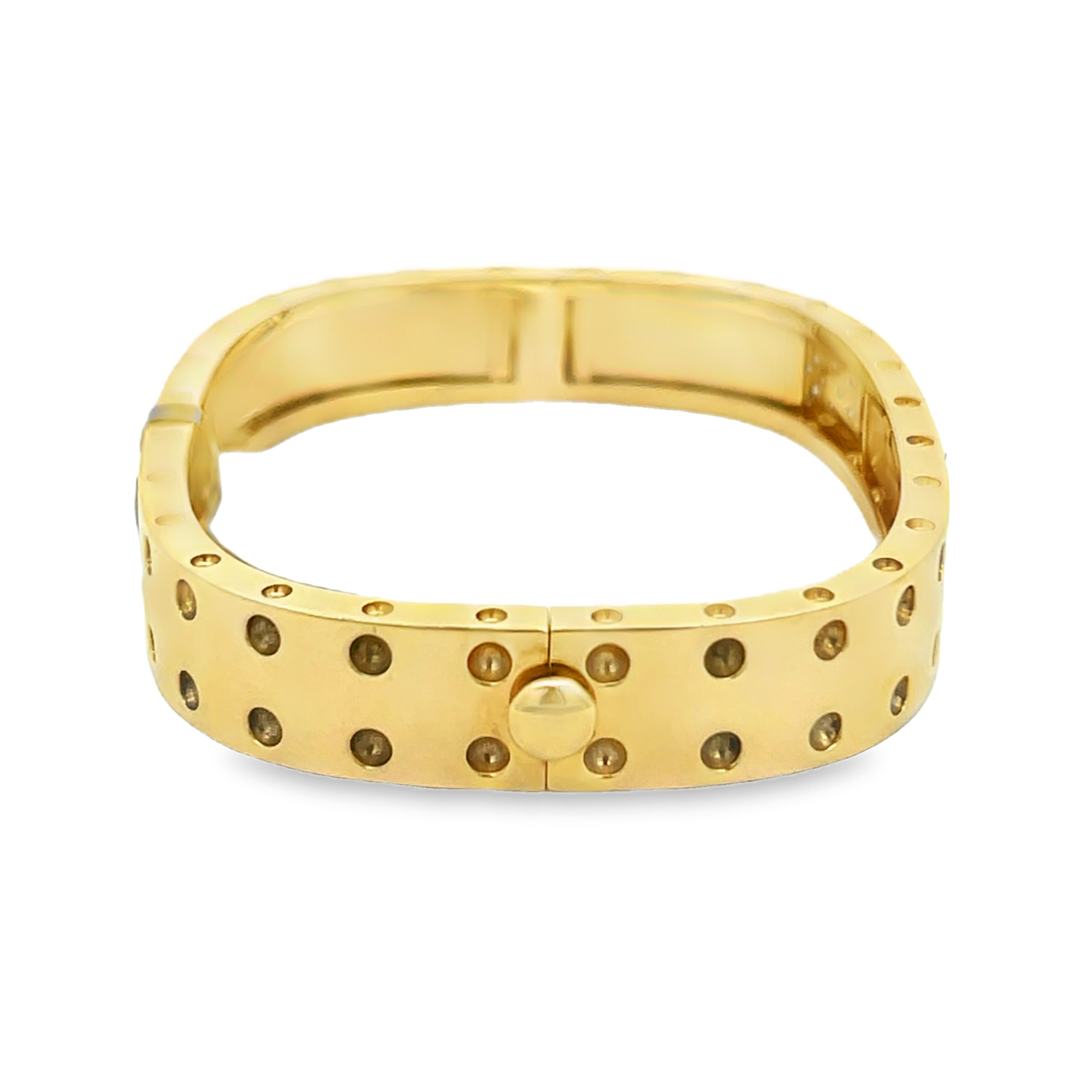 18K Yellow Gold Round Cut Diamond Pois Moi Bangle Bracelet 0.26ctw 46X56