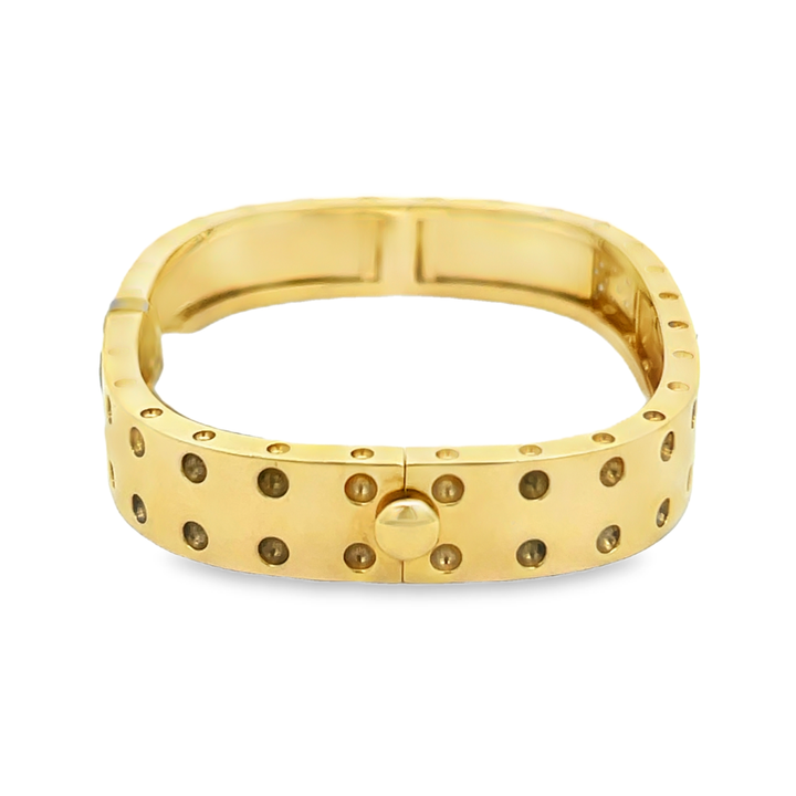 18K Yellow Gold Round Cut Diamond Pois Moi Bangle Bracelet 0.26ctw 46X56