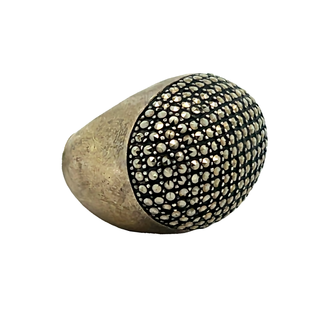 Yellow Color Sterling Silver Marcasite Ring